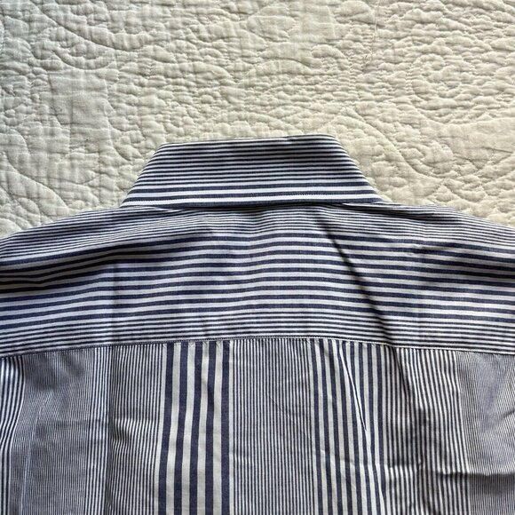 Dolce & Gabbana Men Top Blue Dress Shirt Striped Patterned Button Up Size Medium - Picture 6 of 7